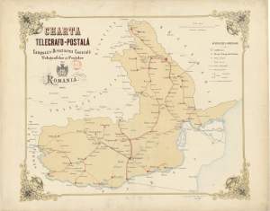Harta telegrafo-postala (1865). Reorganizarea postelor din Principatele Române.